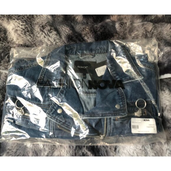 Malika Moto Denim Jacket - Dark Wash NWT | Women’s Sizes | 100% Cotton - Picture 5 of 6